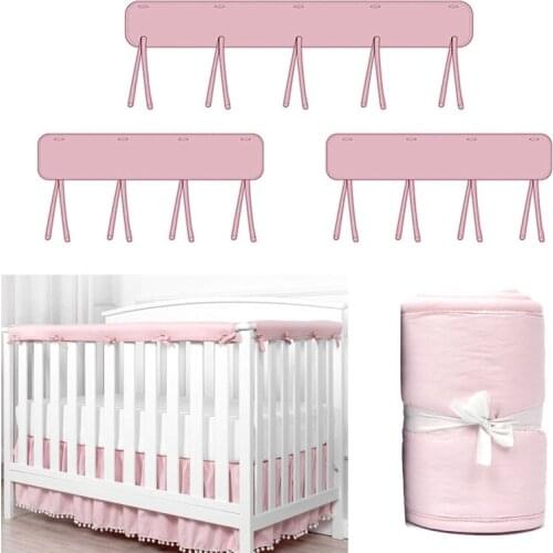 3Pcs Crib Rail Cover Set Cradle Anti-bite Protector Wrap Safe Baby Teething Guard Breathable Padded