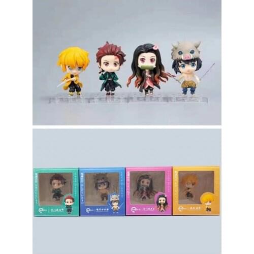 4pcs Demon Slayer: Kimetsu no Yaiba Kamado Tanjirou Nezuko Agatsuma Zenitsu Hashibira Inosuke Q Ver. PVC Action Figure Toys New