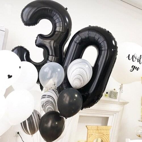 40inch Black Number Foil Balloons Adult Fathers Birthday Party Banner Bottle Digital Balloon New Year Anniversary Party Decor
