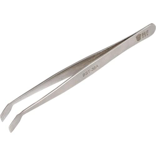 Anti-magnetic Stainless Steel Flat Tip Tweezers BST-36A Multi-Function Repair Tools Clip Eyelash Grafting Fixture Tweezers
