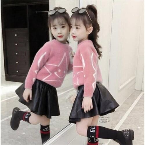 Girls Sweater Kids Coat Outwear 2021 Stars Plus Velvet Thicken Warm Winter Autumn Knitting Tops Cotton Cardigan Childrens Cloth