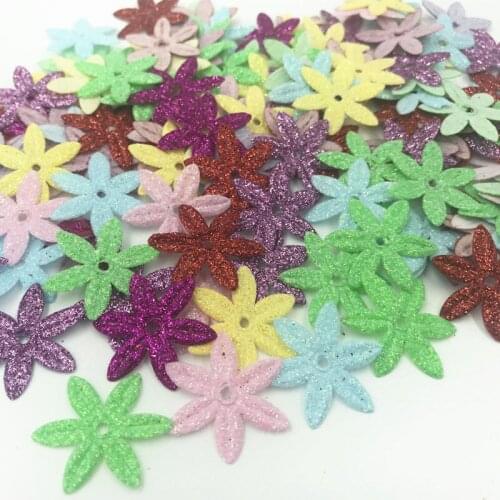 DIY 200pcs Mixed color Sequins Flowers Felt Appliques crafts decoration sewing 24mm