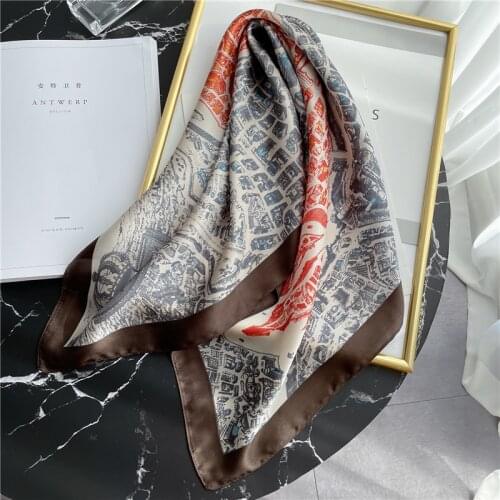 Design Silk Square Lady Scarf Women Bandana Horse Print Foulard Neck Scarves Spring Fashion Hairband Neckerchief Soft Scarves