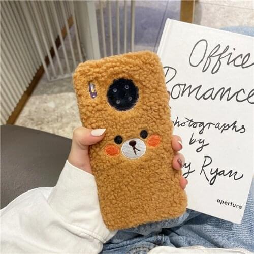 For Samsung Galaxy S20 FE S21 Plus S30 Ultra S10 Lite 2020 S9 S8 S7 S6 S5 S4 S3 TPU Face Blush Bear Warm Winter Plush Phone Case