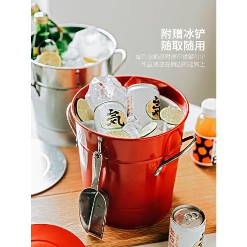 Good-looking Ice Bucket Household Stainless Steel Bar Cocktail Champagne Beer Barrel Large Capacity Ice Bucket