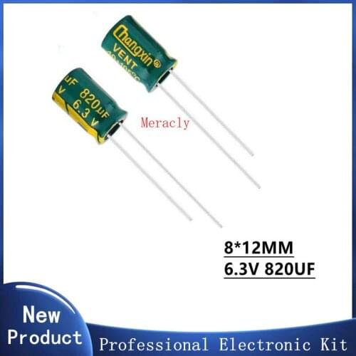 6.3V 820UF 20% High frequency and low impedance in-line aluminum electrolytic capacitors long life Brand new authentic