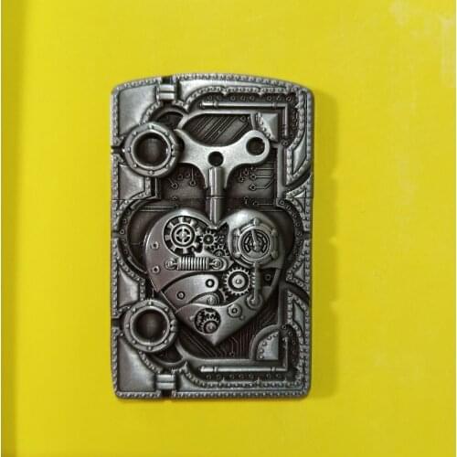 3D Creative Steampunk Heart Lock Metal Badge DIY Lighter Accessories for ZP Zorro Kerosene Lighter To Decorate Mens Gifts