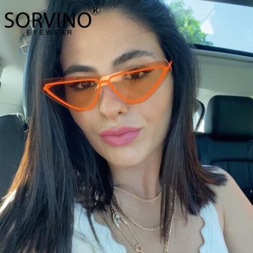 New Cat Eye Sunglasses Ladies 2021 Fashion Black Luxury Brand Designer Vintage Rimless Sunglass One Piece Glasses for Women