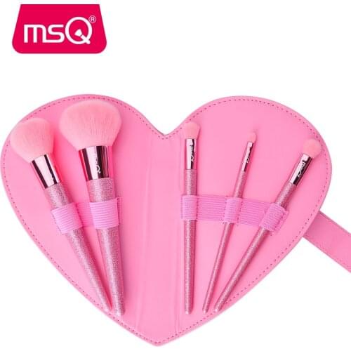 MSQ Makeup Brushes Set Powder Eyeshadow 5pcs Make Up Brushes Sets Synthetic Hair Cosmetic tools With Heart Shaped Case