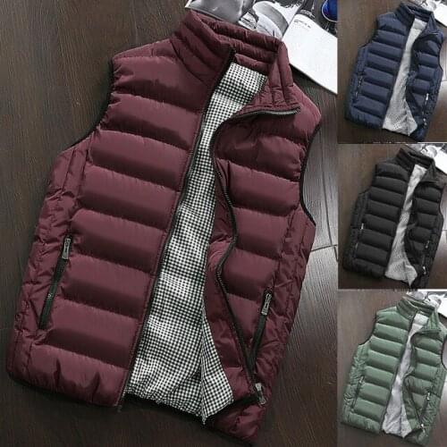 2020 Designers Burgundy Warm Vest Jacket for Men Sleeveless Coat Male Autumn Winter Casual Thick Mens Waistcoats Outwear Vests