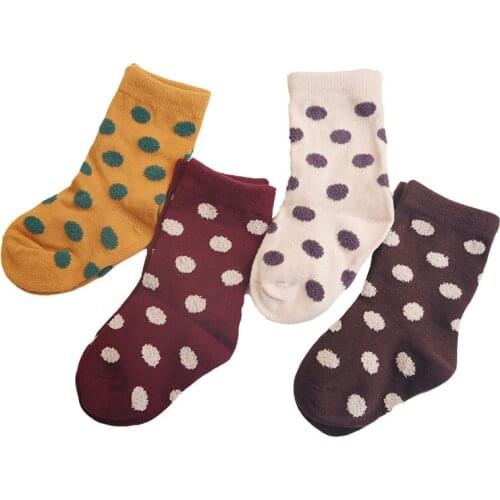 Childrens Socks Pure Cotton Thickened Medium Hosiery Korean Edition 100 Tap Point Japanese Dot Boys and Girls Tide Hosiery