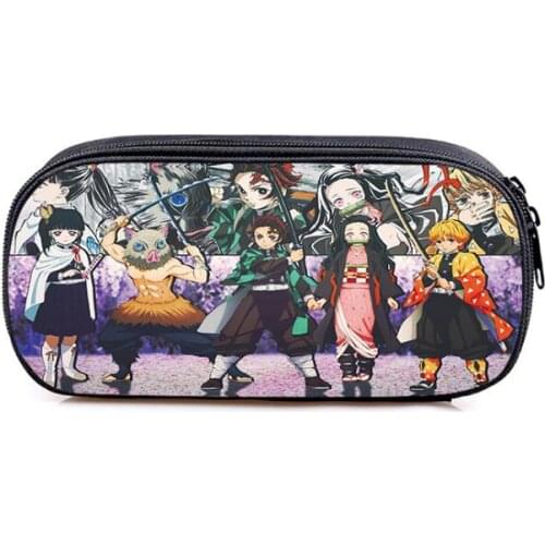New fashion custom cartoon anime printed zipper pencil bag multi-function single layer of stationery pen boxes student supplies
