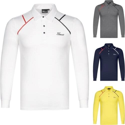 2020 autumn new golf clothing mens stand collar T-shirt sports leisure long sleeve windproof and warm