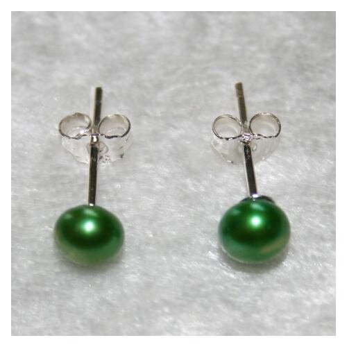 New Favorite Pearl Mid Green 6mm Freshwater Pearl Stud Earrings S925 Sterling Silver Jewelry Fine Wedding Party Girl Lady Gift