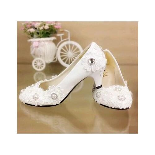 Womens white wedding shoes new comes! Med low high heels TG323 rhinestone pearls bridal shoes, ladies proms dance party shoe
