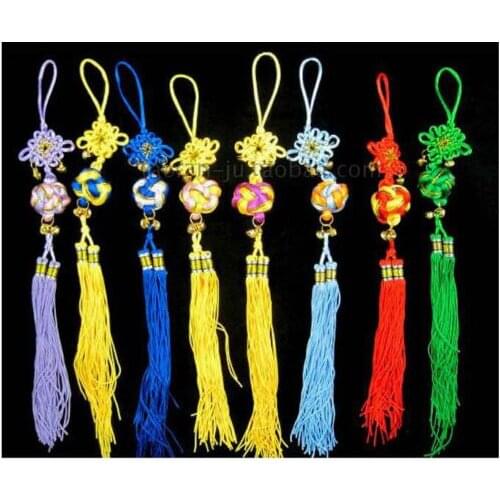 Wholesale 20pcs Chinese Handmade Embroidery Knot Strap Charm With Bell