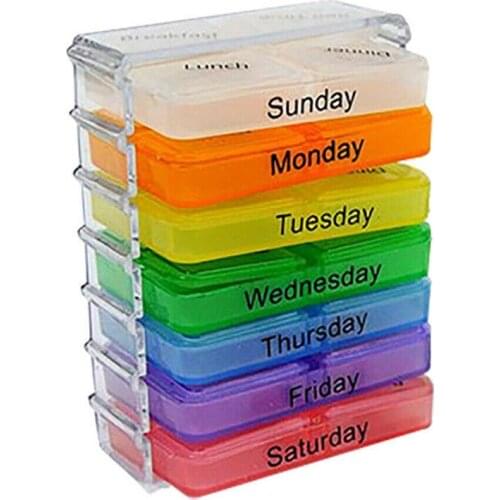 7 Day 4 Times Daily Weekly Pill Box Organizer Tablet Storage Dispenser Colorful Holder Medicine Storage Convenient Organizer