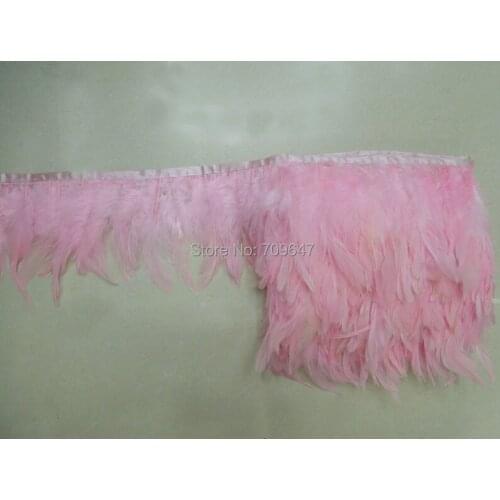 Feather Trim,10 yards/lot! Pink Coque Rooster Feathers Trim for craft/clothing 4-6inches 10-15cm height
