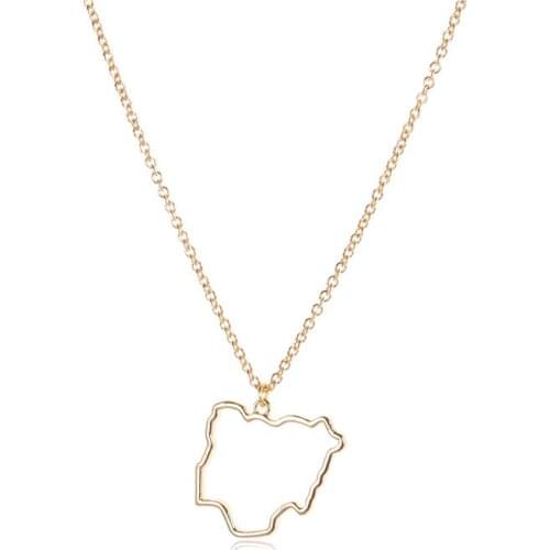 Outline Federal Republic of Nigeria Map Necklace Africa Country Nigerian Continent Pendant Chain Necklaces for Women Jewelry
