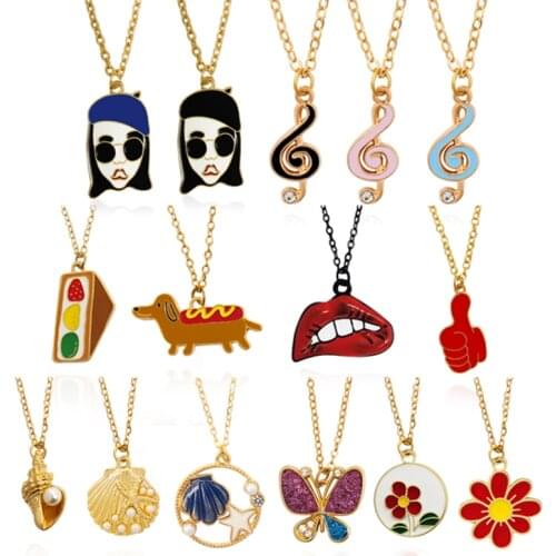 Women and dogs Pendant Necklace butterfly flower Shell conch Lips Beach Holiday Necklace Jewelry accessories