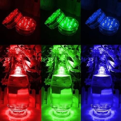 Underwater Submersible Vase 10 Led Remote Controll RGB Candle Light Battery Operated Night Lamp Outdoor Party Pool Decoration