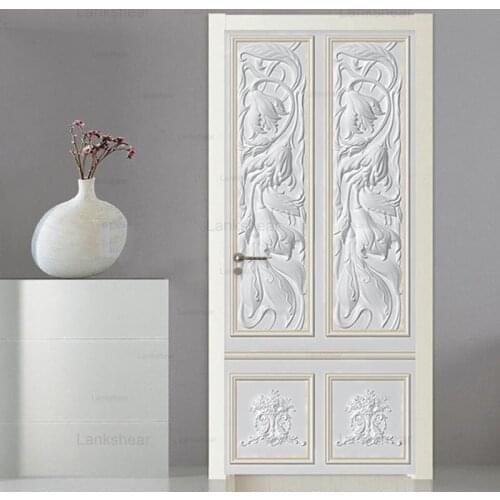 Pvc Self-Adhesive Waterproof Door Sticker European Style Relief Gypsum Carving Wallpaper Living Room Bedroom Home Design Sticker