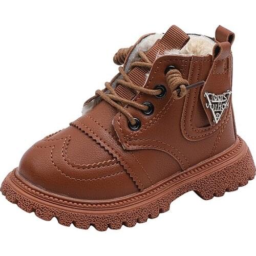 Childrens 2021 Warm Leather Boots, Plush Boots For Boys And Girls, Waterproof And Non-Slip, Boots For Girls, Size 21-30