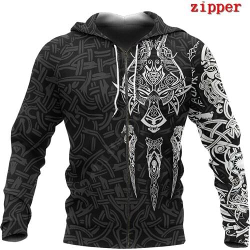 Viking Tattoo 3D Hoodies Printed Harajuku Coat Jacket Men For Women Fashion Zipper hoodies Drop Shipping 19
