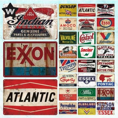 Vintage Wall Decor Metal Plaque Dunlop Tin Plaque Wall Sticker Metal Sign Exxon Tin Plate Castrol Metal Plate for Man Cave Decor