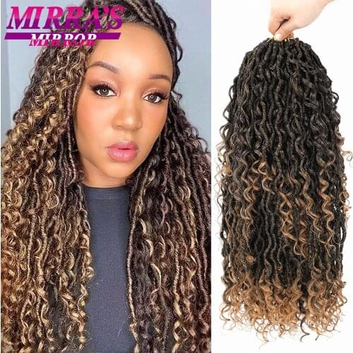 New Goddess Locs Crochet Hair 14" 20" Faux Locs Crochet Hair With Curly Ends Faux Locks Synthetic Braids Hair Extensions