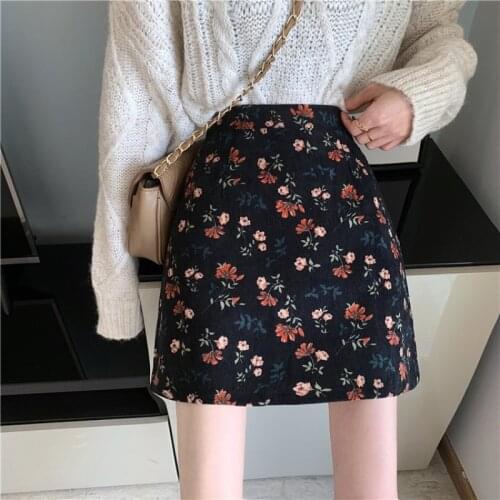 Free shipping Skirts Women Mini Vintage Print Empire Sexy Skirt A-Line Summer Teenagers Daily Lady Aesthetic Retro Stylish