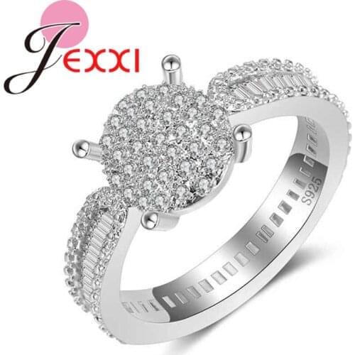 Elegant Round Rings Paved Micro AAA+ Clear CZ for Women Bridal 925 Sterling Silver Finger Wedding Jewelry Anel Feminino