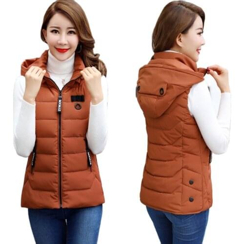 Cotton Vest Women Short Jacket For Fall/Winter 2021New Style Detachable Hood Waistcoat Outerwear Warm Sleeveless Coat Ladies 800