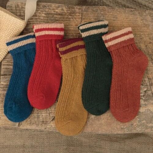 10 Pairs/set Fall Winter New Ladies Striped Wool Socks Thick Warm Female Warm Winter Socks Wholesale Factory High Quality Sock