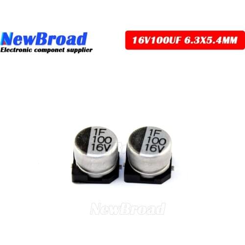 10PCS SMD Aluminum Electrolytic Capacitor 16V100UF 6.3*5.4MM 100UF16V 16V 100UF