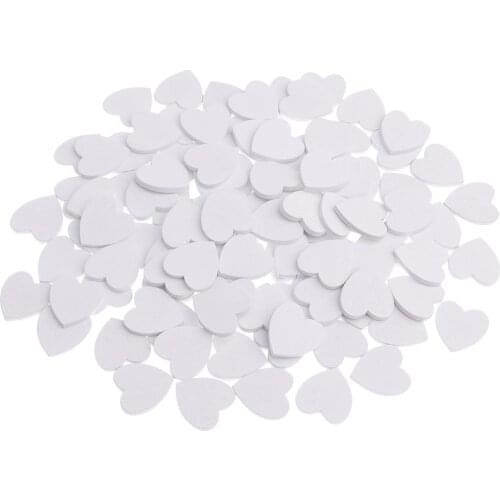 100Pcs White 21x20mm Mini Wooden Hearts Shapes Pieces Decor Embellishment Art Craft Card Making Scrapbooking Wedding Favors