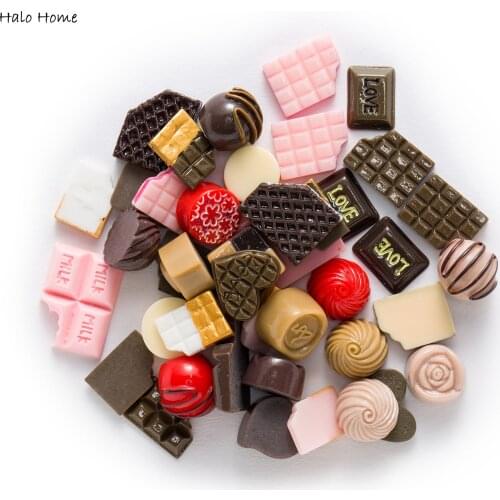 20pcs Chocolate Candy Flatback Resin Button Cabochon Scrapbooking Embellishments Crafts Headwear Making Decor DIY 15-30mm