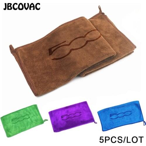 5pcs/lot 30*30CM Car Accessories Wash Cleaning Towel Stickers Case For Fiat 500 Emblem Punto Abarth 124 Stilo Ducato Car Styling