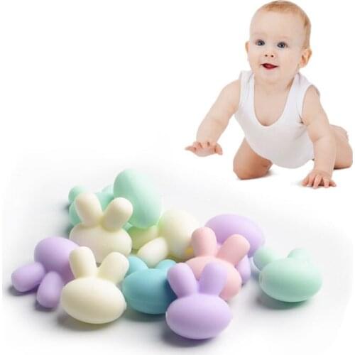 2pc Silicone Beads Bunny Shape Food Grade Teether BPA Free Ecofriendly Beads Bracelet Diy Jewelry Baby Teether