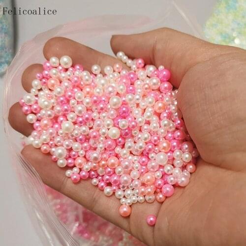 500g Mixed Size 2.5-5mm Round Multi Color No Hole Resin Imitation Pearl Loose Beads For DIY Scrapbook Decoration Crafts Making