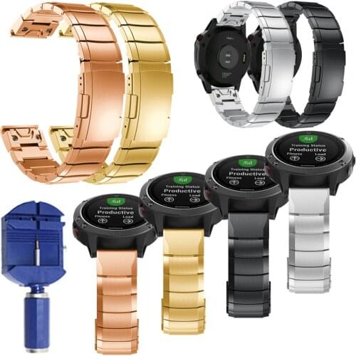 26 22 20mm Watch Band For Garmin Fenix 5S 5X 5 Plus 6S 6 6X Pro 3 HR Watch Quick Release Easyfit stainless steel Metal wristband
