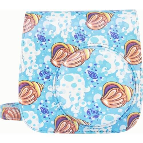 Fujifilm Instax Mini 9 Camera Case PU Leather Conch Shoulder Strap Bag With Pocket for Mini 9 Instant Camera Protection Cover