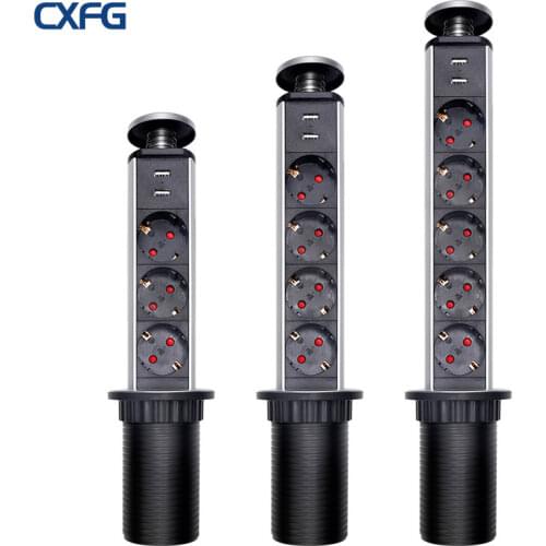 CXFG EU Standard USB Desktop Office Kitchen Socket, Hidden Desktop Extension Socket. 2.1A USB Fast Charging Socket