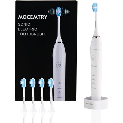 MOCEMTRY Sonic Electric Toothbrush Adult Timer Brush 4 Mode USB Charger Rechargeable 4PCS Tooth Brushes Replacement Heads Set