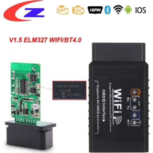 ELM 327 V1.5 PIC18F25K80 WI-FI OBD2 Bluetooth ELM327 wifi obd Scanner ELM327 V1.5 for Android/IOS OBD 2 OBD2 Auto Car Diagnostic