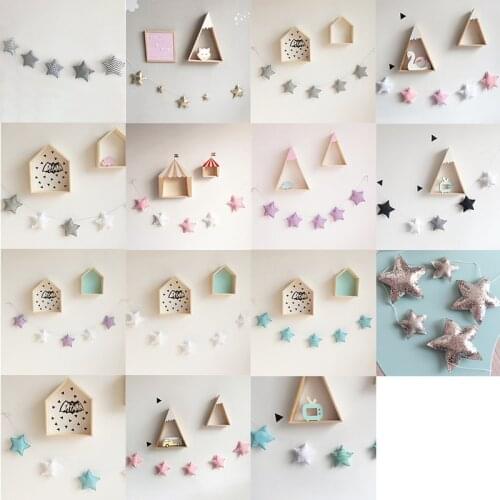 Felt Stars Moon String Hanging Ornament Star Garland Party Tent Bed Mat Baby Shower Bunting Banner Kids Room Wall Decor 1PC