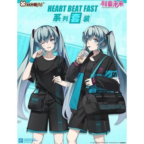 Anime Vocaloid Miku T-Shirt Short Pants Coat Zipper Jacket Suit Men Women Casual Tee Clothing Set Cosplay Costume Sportwear