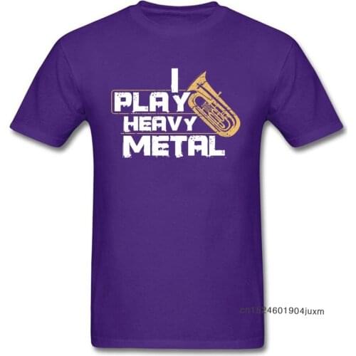 Purple T-shirt For Men I Play Heavy Metal Tuba Shirt Orchestral Music Lover Tops & Tees Oversized Mens Letter Tshirt Gift Cloth