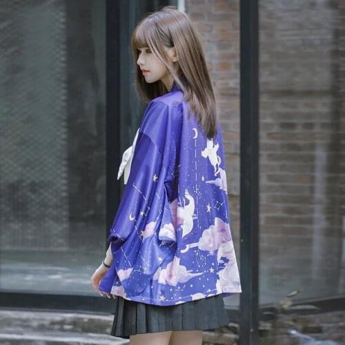 Classic Geisha Anime Cosplay Costumes Tops Print Cartoon Sweet Girl Haori Cardigan Sexy Kimono Yukata Shirt Stage Show Blouse