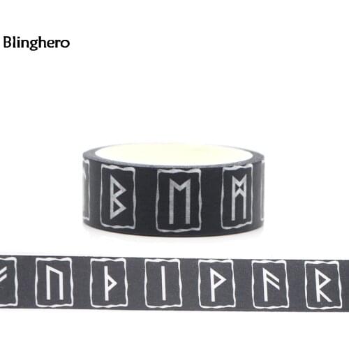 10pcs/set Blinghero Cool Runes 15mmX5m Decorative Washi Tape Black Adhesive Tapes Diy Masking Tape Letter Label Sticker BH0044